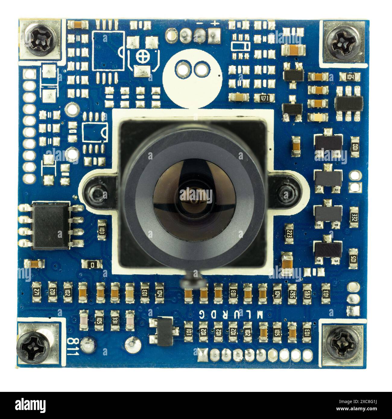 Vista anteriore del modulo telecamera piccolo Foto Stock