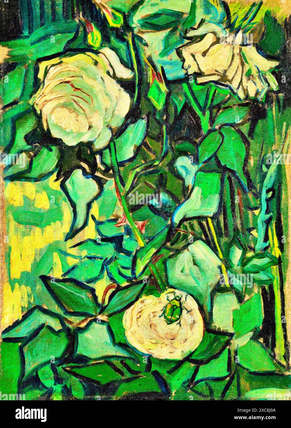 Rose, 1889 (Pittura) artista Gogh, Vincent van (1853-90), olandese. Illustrazione Vettoriale