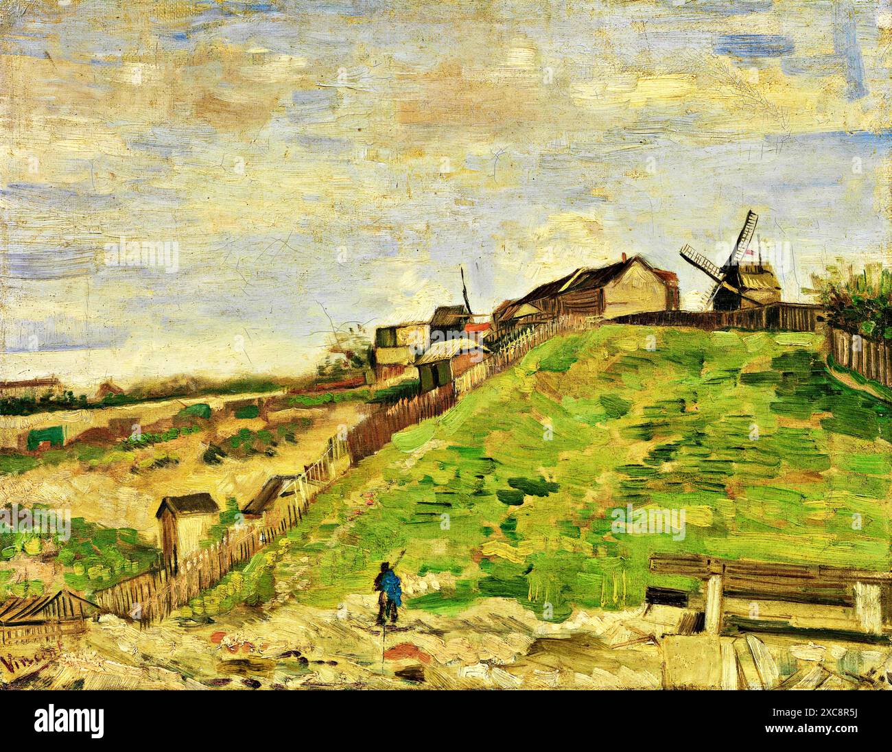 La collina di Montmartre con cava di pietra, 1886 (pittura) artista Gogh, Vincent van (1853-90) olandese. Illustrazione Vettoriale