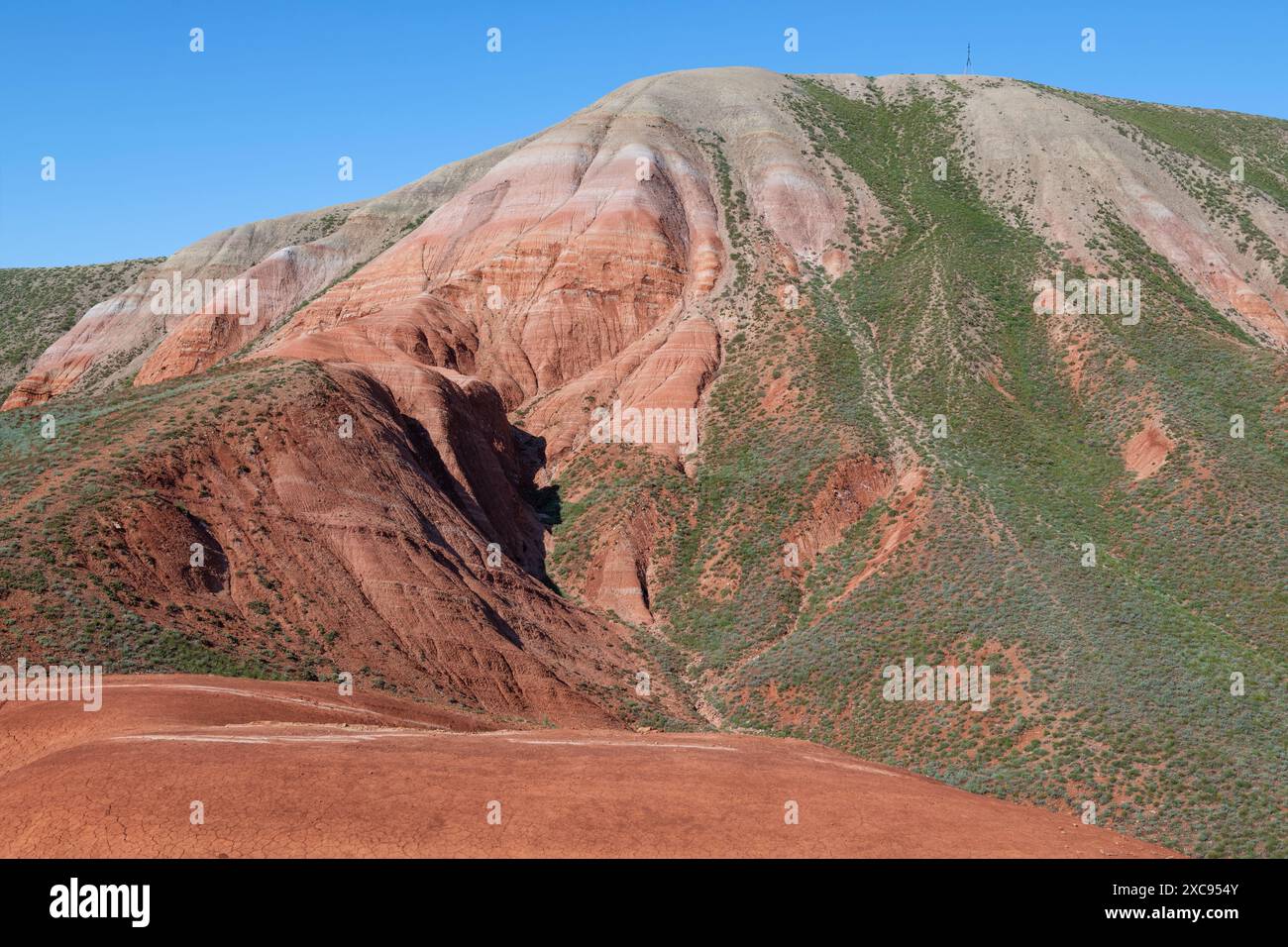 Sulla montagna sacra Bolshoye Bogdo in un giorno di maggio soleggiato. Regione di Astrakhan, Russia Foto Stock