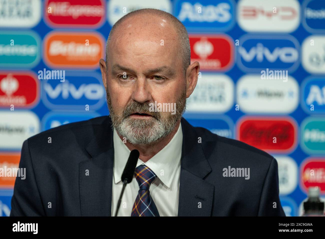 Stephen Clarke (Schottland, Trainer), Pressekonferenz, GER, Germania (GER) vs. Scottland (SCO), Fussball Europameisterschaft, UEFA EURO 2024, gruppo A, 1. Spieltag, 14.06.2024, foto: Eibner-Pressefoto/Sascha Walther Foto Stock