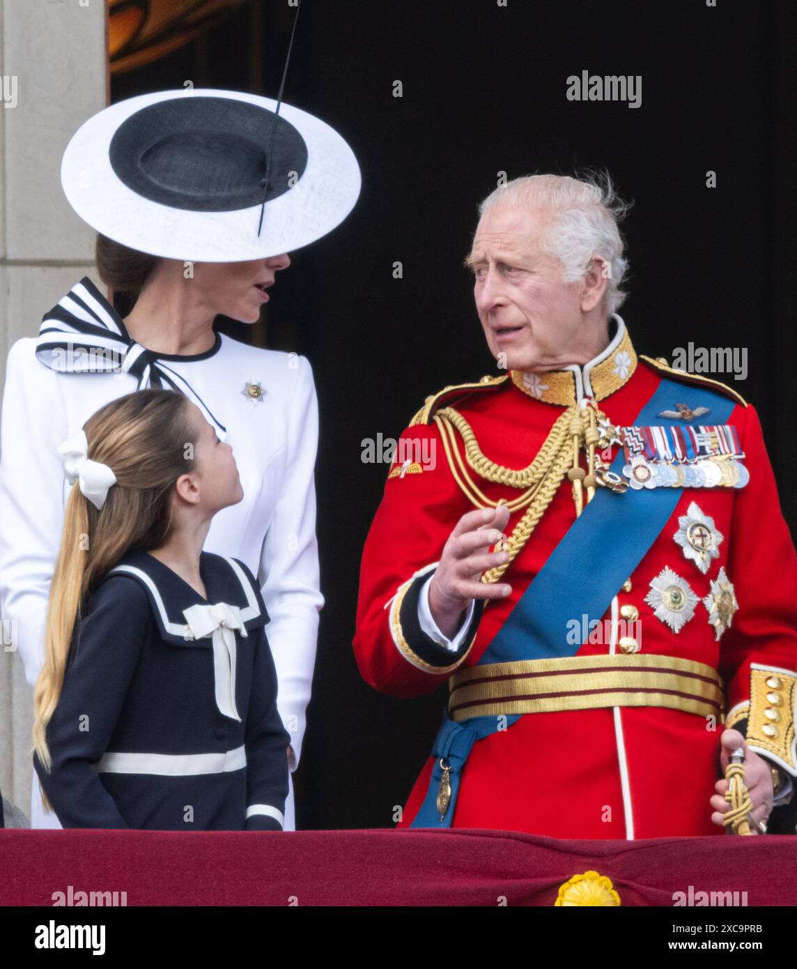 Londra, Regno Unito. 15 giugno 2024. Caterina, Principessa di Galles, Re Carlo e durante Trooping the Colour a Buckingham Palace. Fotografato da Credit: Michael tubi/Alamy Live News Foto Stock