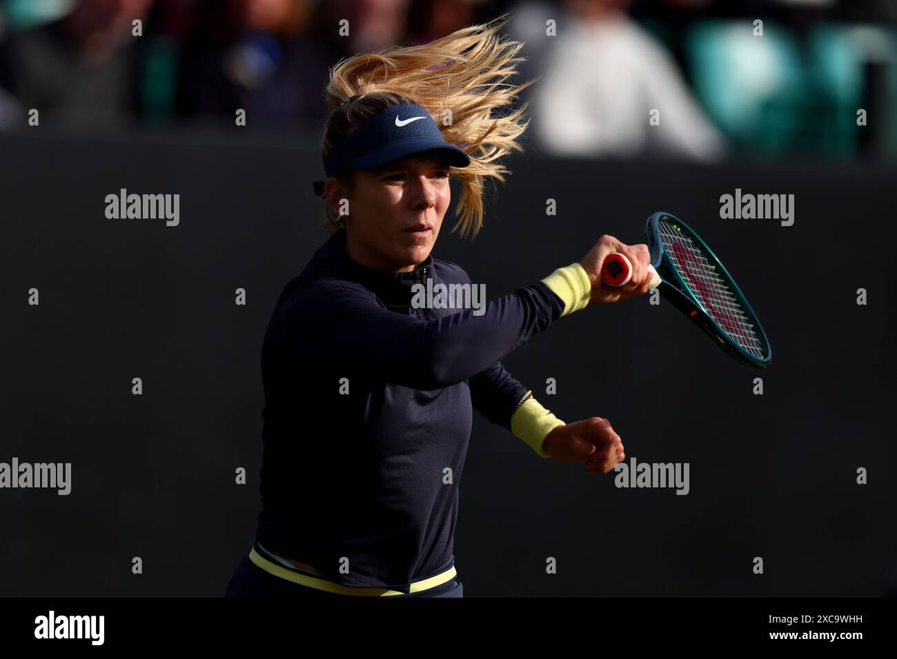 15 giugno 2024; Lexus Nottingham Tennis Centre, Nottingham, Inghilterra; Rothesay Nottingham Open, giorno 6; Katie Boulter in azione durante il suo match contro Emma Raducanu, semifinale femminile Foto Stock