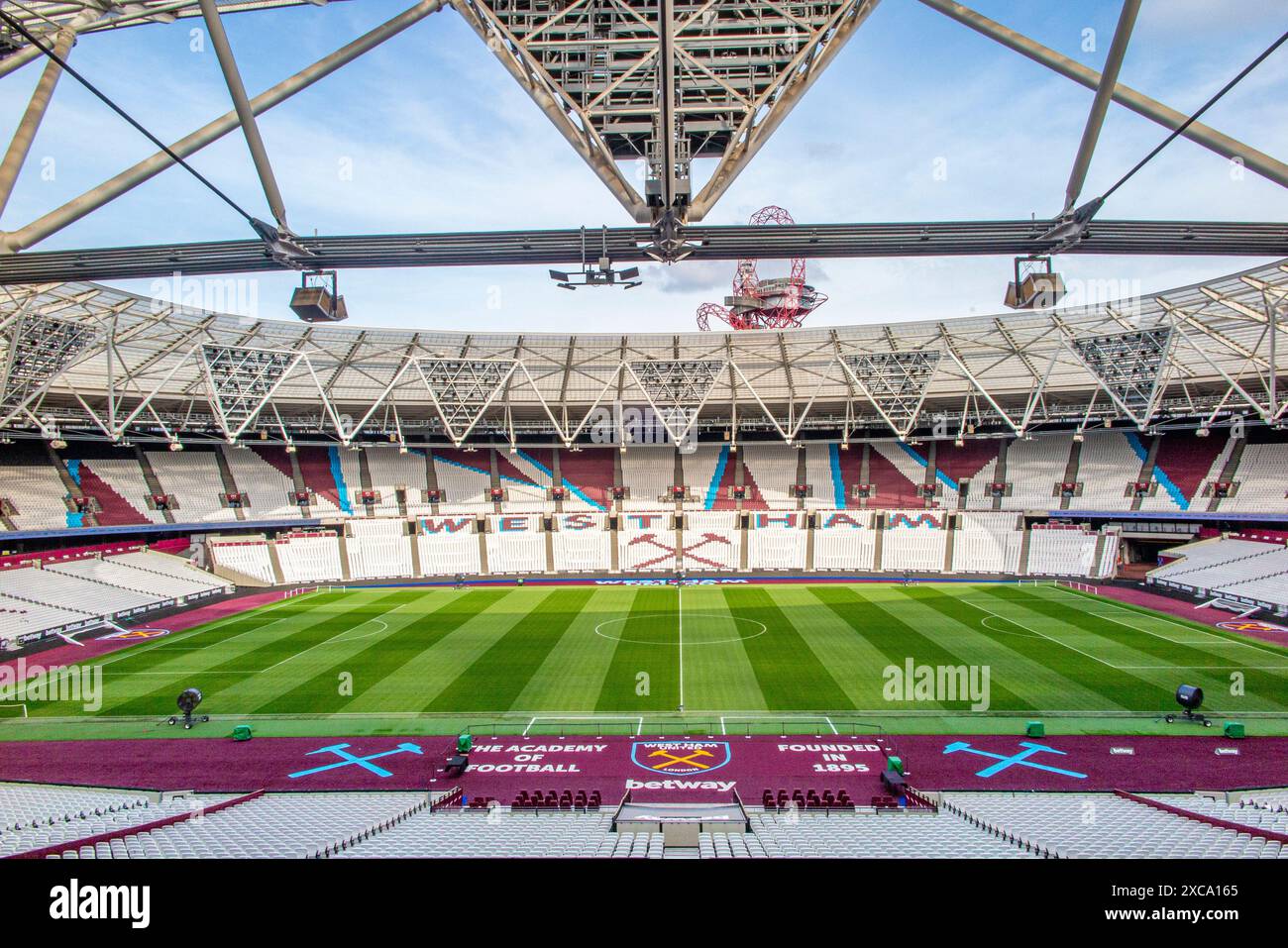 Un West Ham United Football Club vuoto Foto Stock