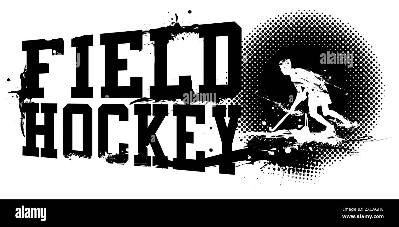 Un'illustrazione vettoriale del banner maschio Field Hockey Illustrazione Vettoriale