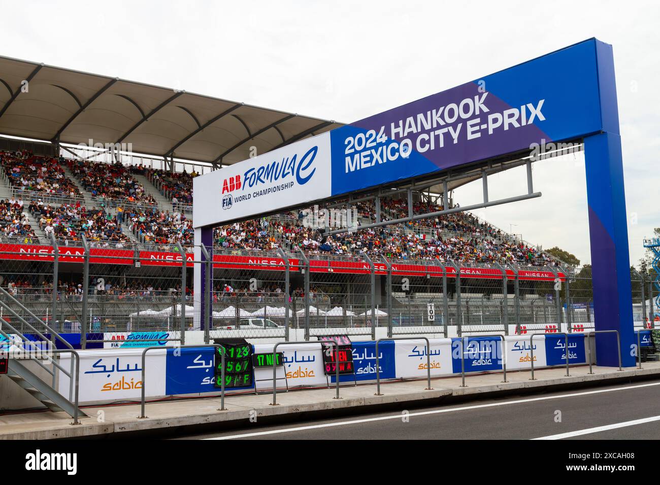 Circuito automobilistico e folla di Formula e Messico Foto Stock