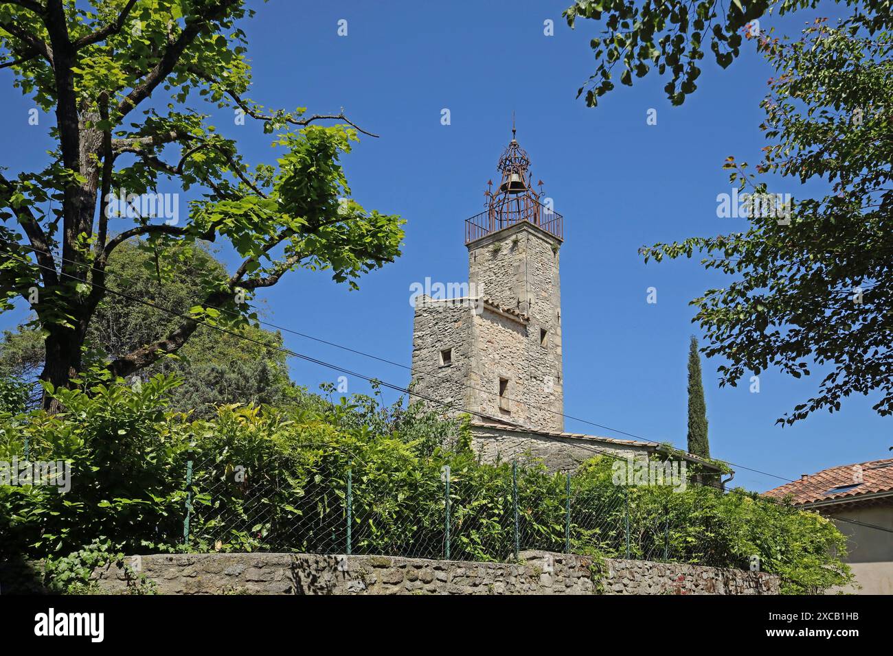 Guglia del Tour de l'Horloge, torre dell'orologio con campanile, torre cittadina, Vaison-la-Romaine, Vaucluse, Provenza, Francia Foto Stock