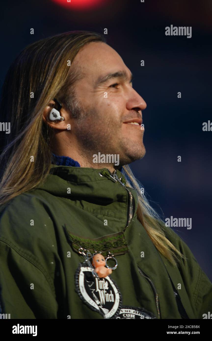 Donington, Regno Unito. 15 giugno 2024. Fall Out Boy headline Main Stage sabato al Download Festival. Crediti: Cristina Massei/Alamy notizie in diretta Foto Stock