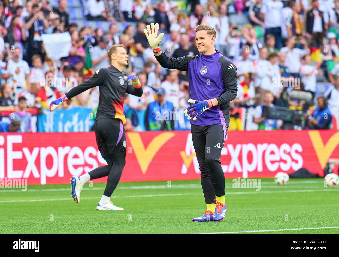 Manuel NEUER, portiere DFB 1, Marc-Andre ter STEGEN, DFB 22 nella partita a gironi GERMANIA - SCOZIA 5-1 dei Campionati europei UEFA 2024 il 14 giugno 2024 a Monaco di Baviera, Germania. Fotografo: Peter Schatz Foto Stock