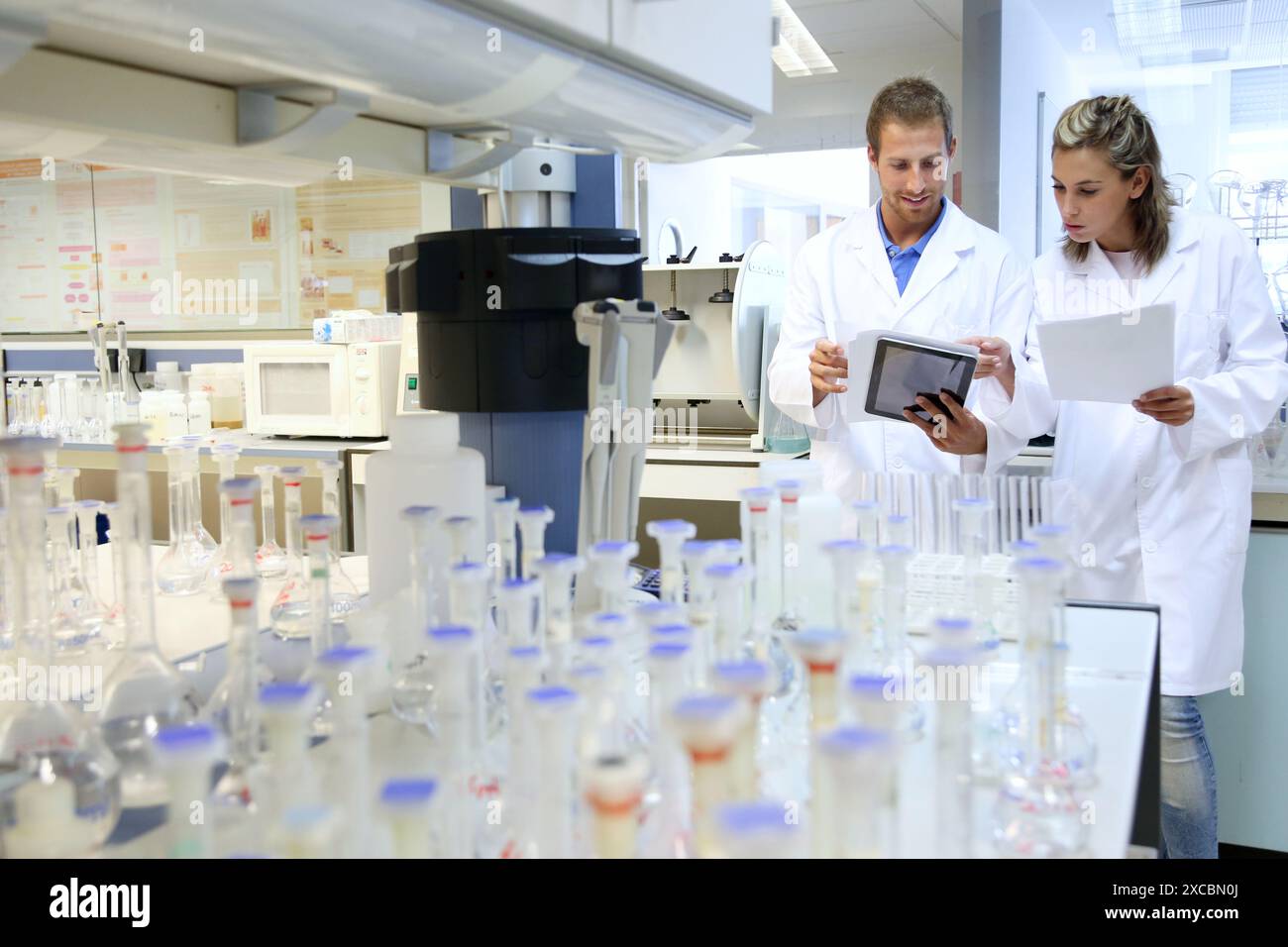 Ricercatori, laboratorio di Microbiologia, Fondazione Tecnalia, Centro tecnologico e di ricerca, San Sebastian Technological Park, Donostia, Gipuzkoa, Basqu Foto Stock
