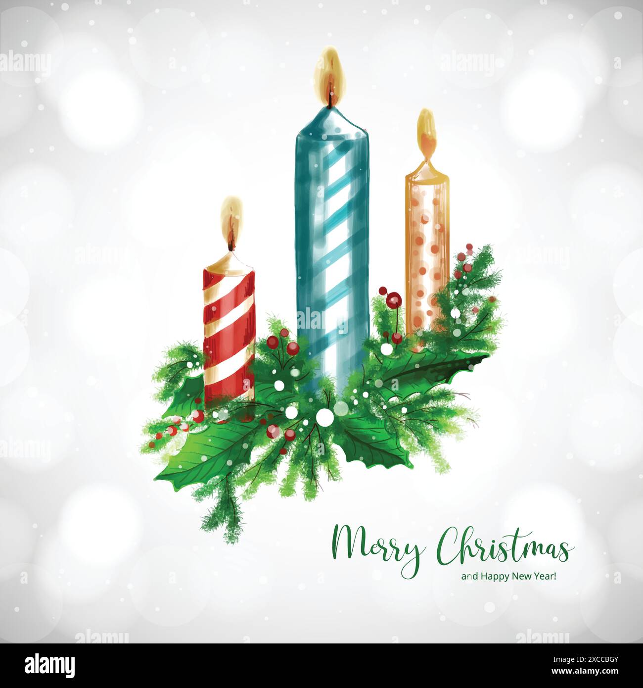 Disegna a mano lo sfondo della carta decorativa dei candels natalizi Illustrazione Vettoriale