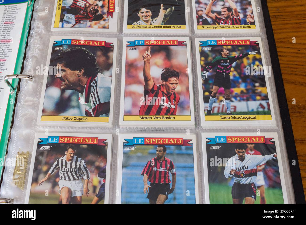 Album di adesivi dei calciatori di serie A degli anni '1990 Foto Stock