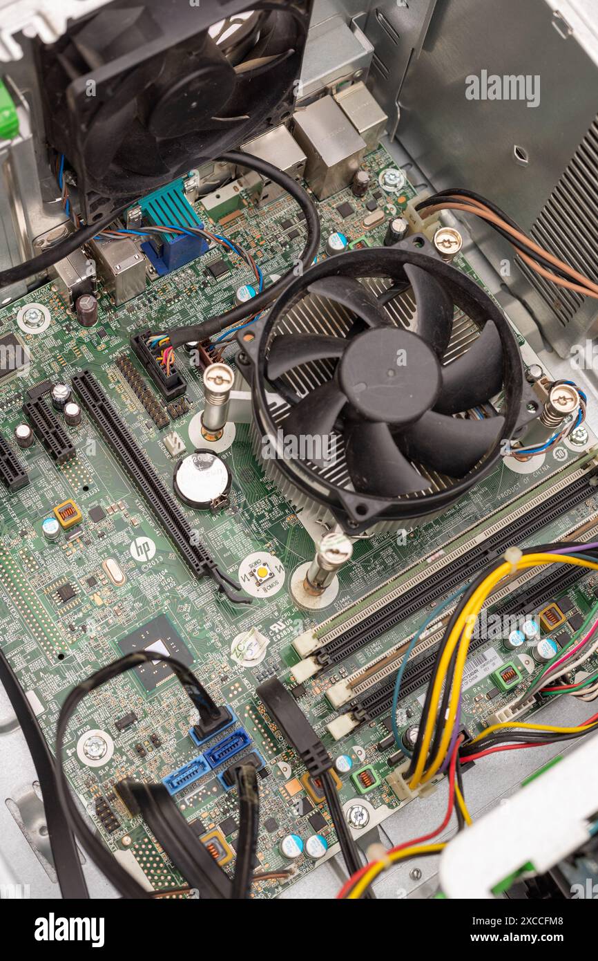 Vista ravvicinata di un circuito CPU e computer Foto Stock