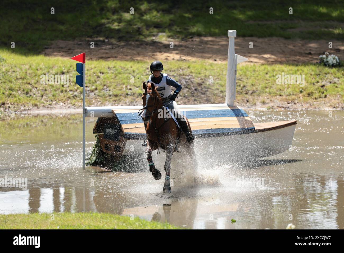 Luhmuhlen, Germania. 15 giugno 2024. Noemi Viola Doerfer dell'Ungheria con Piltown Harry durante il CCI4* cross country ai Longines Luhmuhlen Horse Trials il 15 giugno 2024, Luhmuhlen, Germania (foto di Maxime David - MXIMD Pictures) crediti: MXIMD Pictures/Alamy Live News Foto Stock