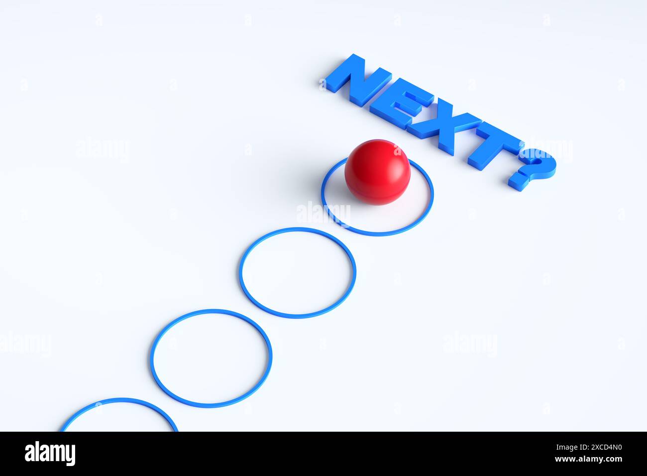 Livello o passo successivo nel concetto di business o istruzione. Cosa c'è dopo? Decidere per la fase successiva del lavoro, pianificare, strategie, visione, implementazione del progetto Foto Stock