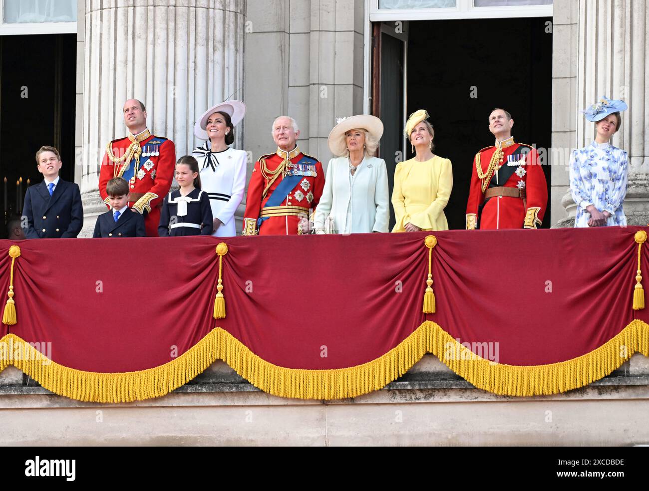 Londra, Inghilterra. REGNO UNITO. 15 giugno 2024. Principe Giorgio, principe Guglielmo, principe di Galles, principe Luigi, Caterina, principessa di Galles, principessa Charlotte, K. Foto Stock