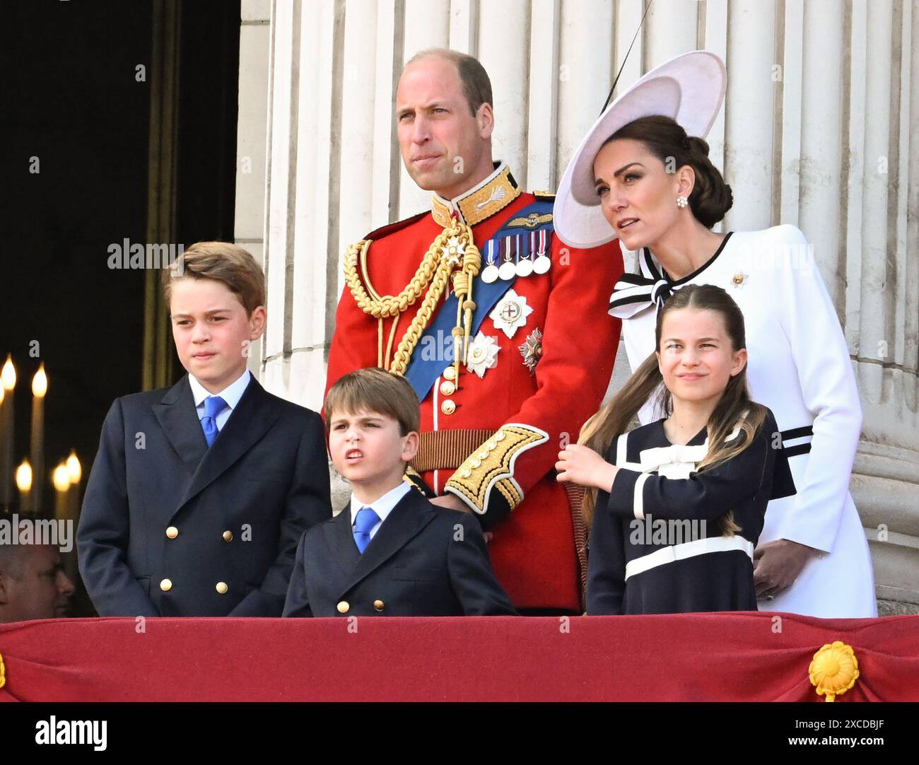 Londra, Inghilterra. REGNO UNITO. 15 giugno 2024. Principe Giorgio, principe Guglielmo, principe di Galles, principe Luigi, principessa Carlotta e Caterina, principessa di Galles Foto Stock