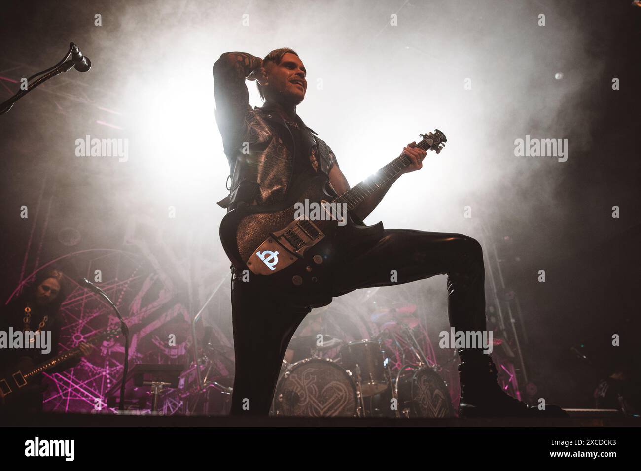 BARCELLONA, SPAGNA - Mar 29: Lord of the Lost (gruppo rock tedesco) si esibisce sul palco al Salamandra Club il 29 marzo 2024. Foto Stock