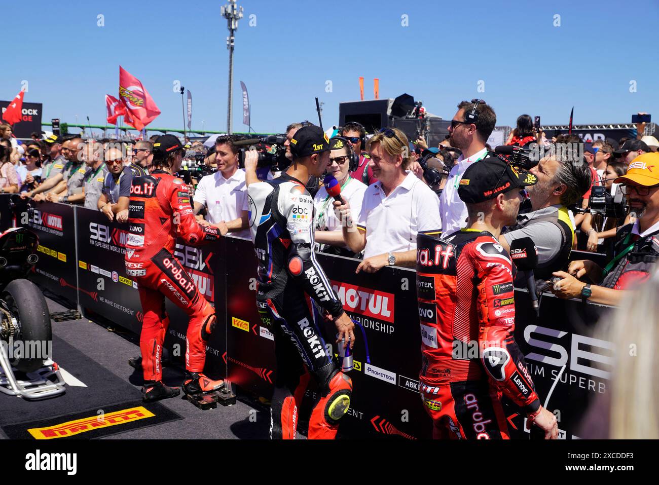 Misano Adriatico, Italia. 16 giugno 2024. Foto Alessandro la Rocca/LaPresse16-06-2024, Misano World Circuit Marco Simoncelli Sport-Motociclismo-WSBK FIM Superbike World Championship-Pirelli Emilia Romagna Round 14-16-giugno 2024 gara 2 nella foto: Foto Alessandro la Rocca/ credito: LaPresse/Alamy Live News Foto Stock