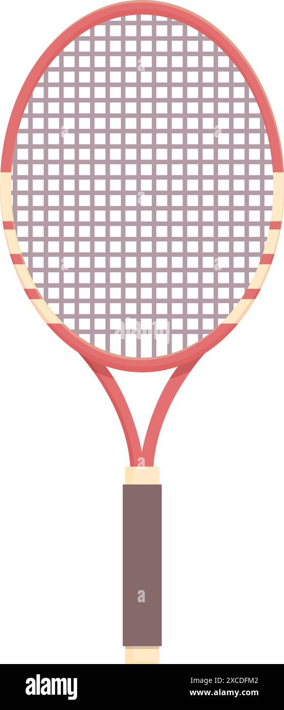 Racchetta da tennis in piedi su uno sfondo bianco, pronta per una partita di tennis Illustrazione Vettoriale