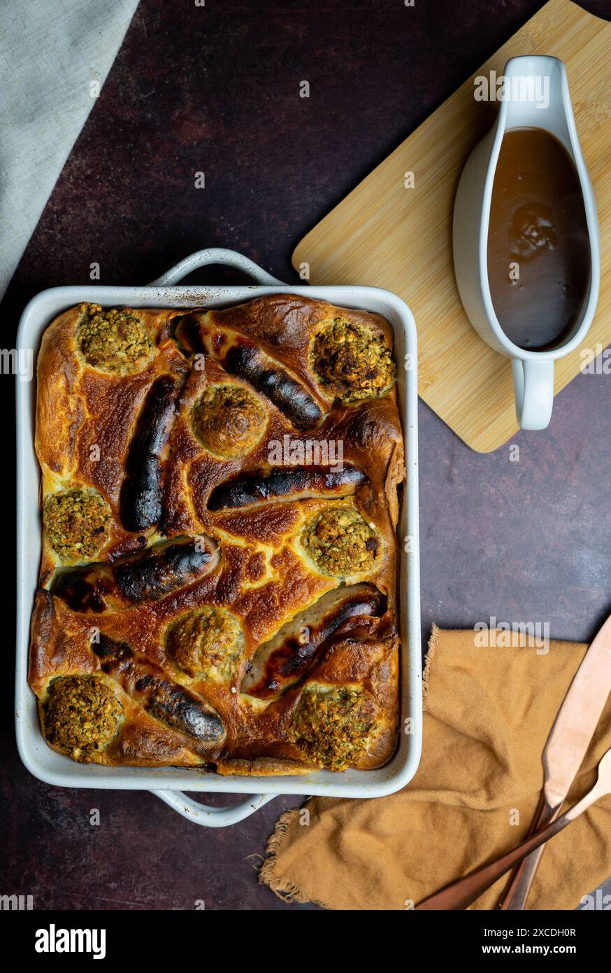 toad in the hole abbondante cena Foto Stock