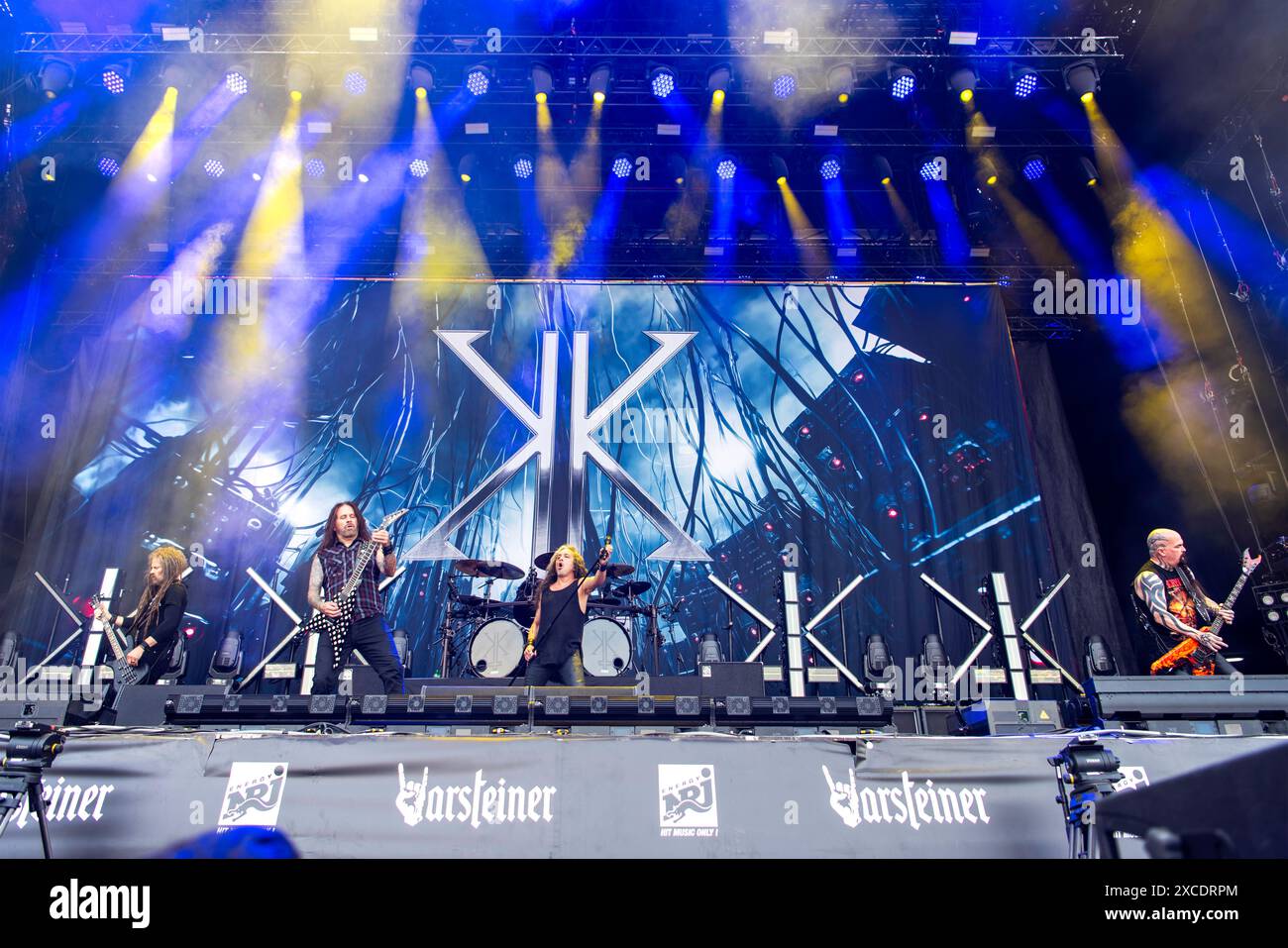 Kerry King, chitarrista statunitense del trash metal, che si esibisce al Rock IM Park Festival di Norimberga. Foto Stock