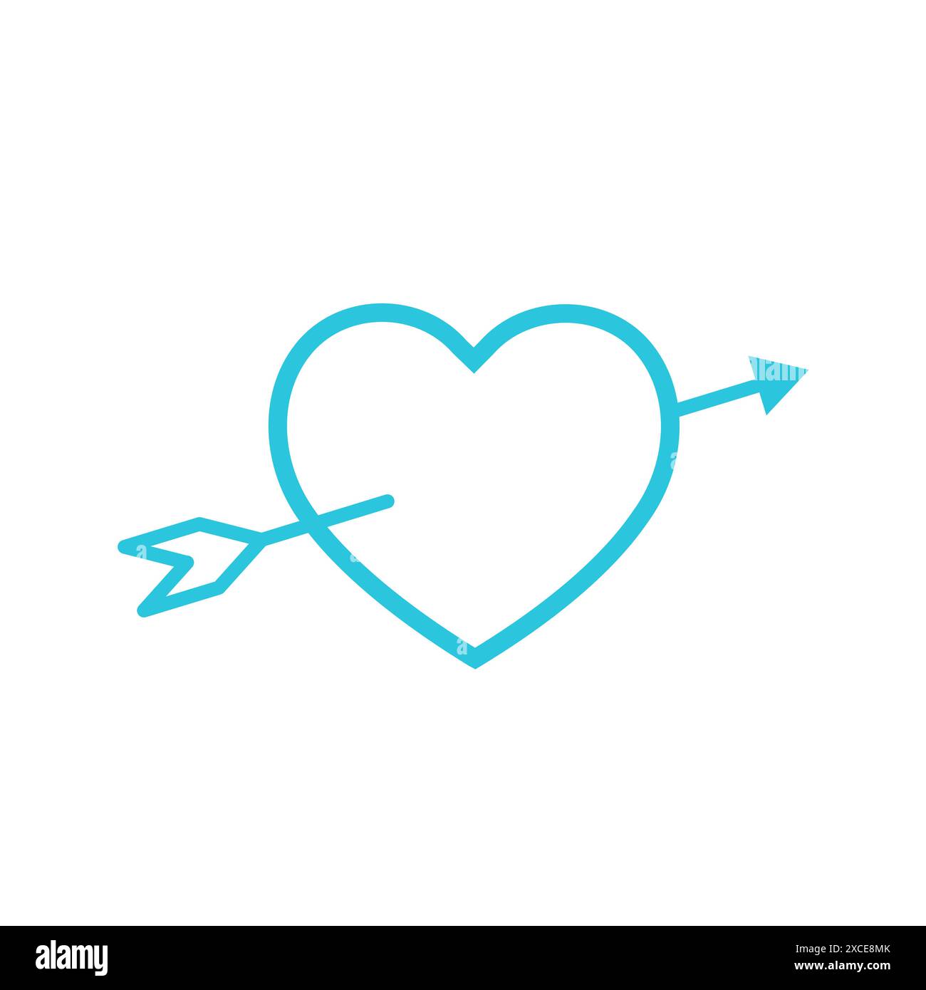 Icona cuore con freccia cupido. Isolato su sfondo bianco. Dal set di icone blu. Illustrazione Vettoriale