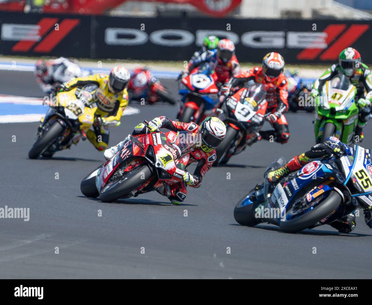 ITA. 16 giugno 2024. 01 BAUTISTA Alvaro Ducati Panigale V4R durante il Campionato FIM Superbike - Round Italiano Mondiale Superbike Pirelli Emilia-Romagna Round 14-16 luglio 2024 a Misano Adriatico, Italia. (Foto di Fabio Averna/Sipa USA) credito: SIPA USA/Alamy Live News Foto Stock