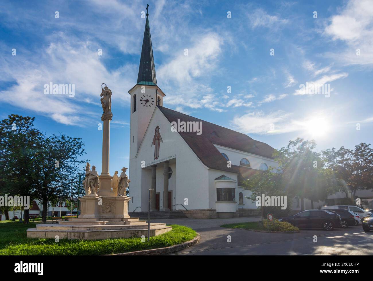 chiesa Guntramsdorf, colonna della peste Guntramsdorf Wienerwald, Bosco di Vienna Niederösterreich, bassa Austria Austria Foto Stock