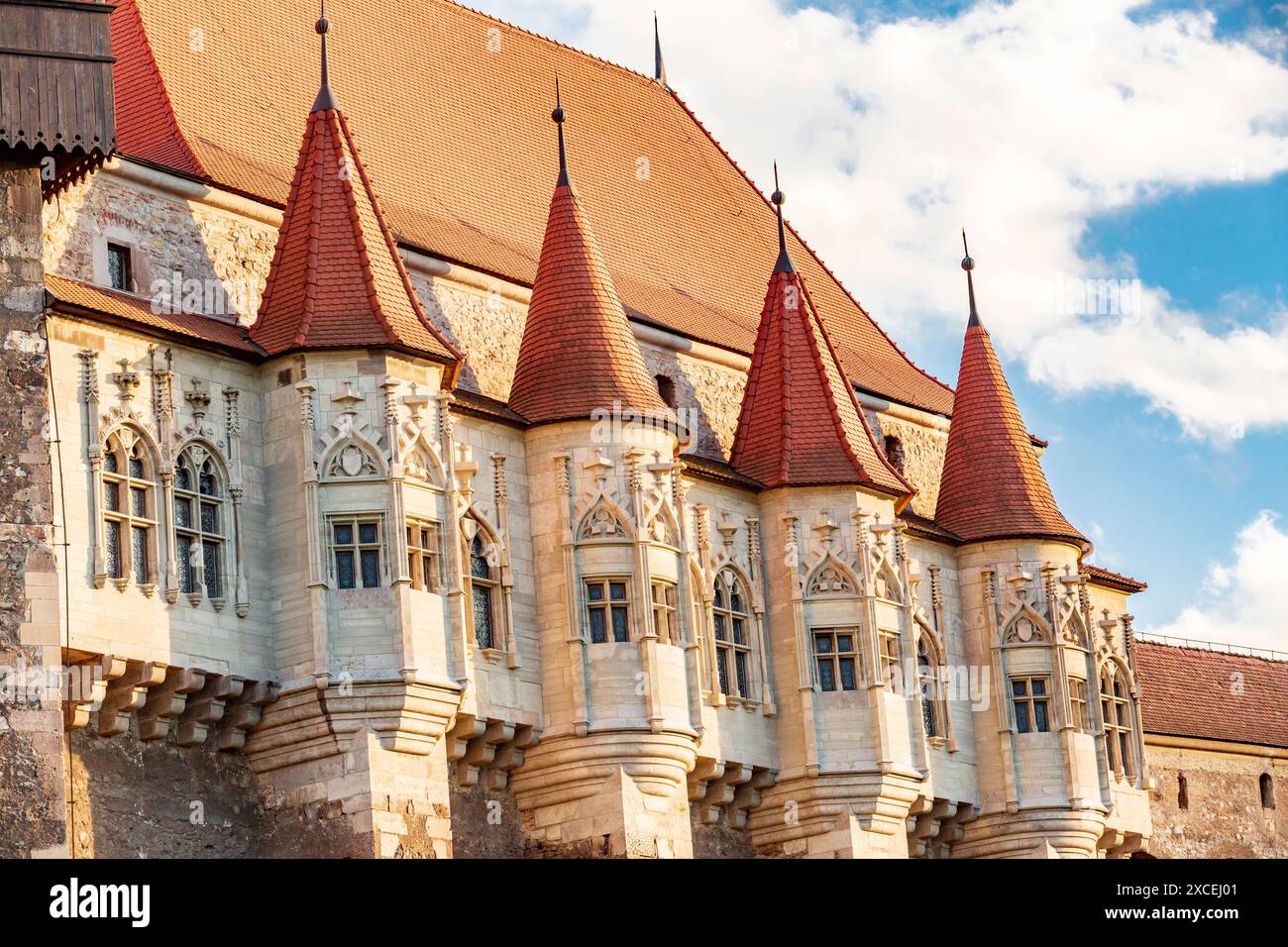 Europa, Romania, Hunedoara. Castello di Corvin, castello gotico-rinascimentale, uno dei castelli più grandi d'Europa. Foto Stock
