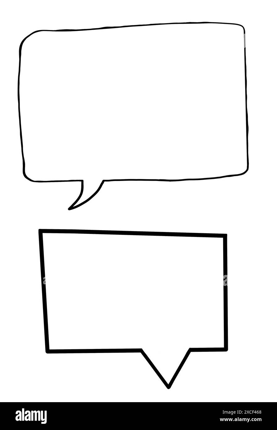 Due diverse bolle di comunicazione isolate su bianco, illustrazione Foto Stock