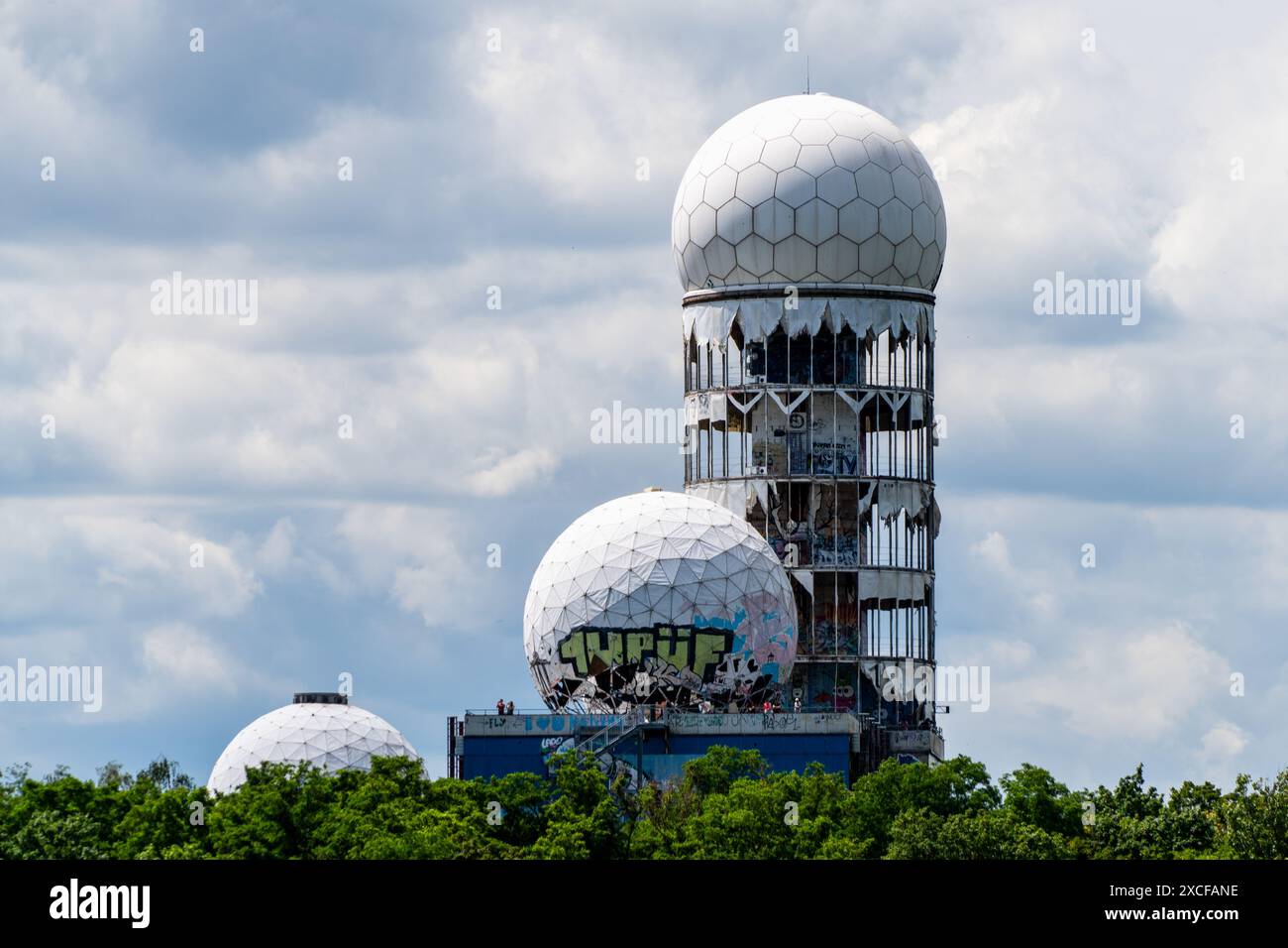 Vista dell'ex stazione di campo di Teufelsberg, Berlino - Grunewald. Foto Stock