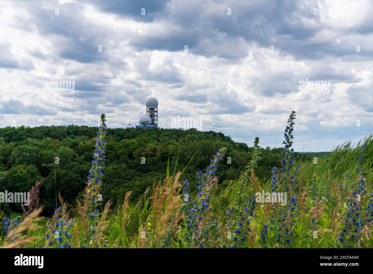 Vista dell'ex stazione di campo di Teufelsberg, Berlino - Grunewald. Foto Stock