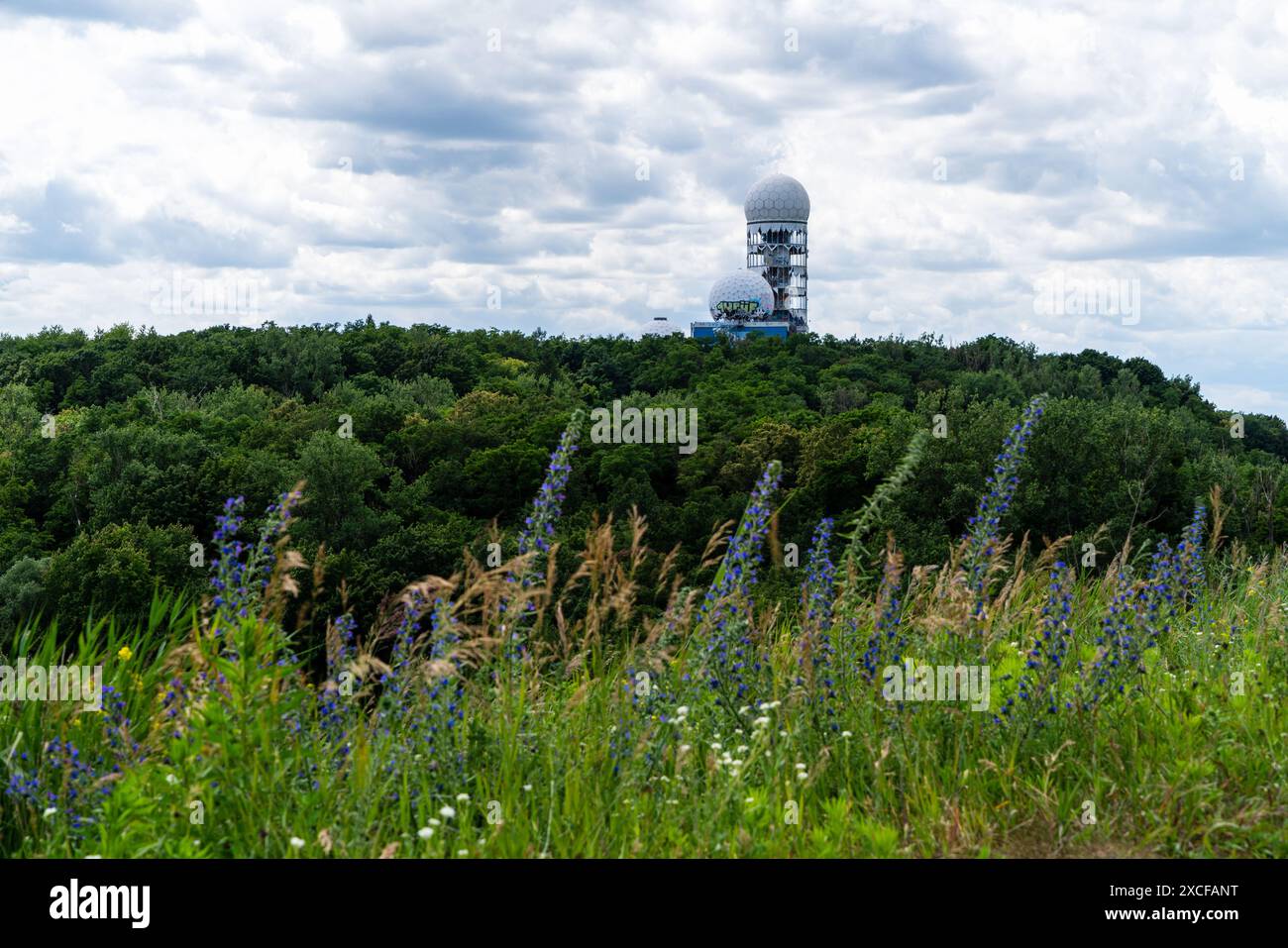 Vista dell'ex stazione di campo di Teufelsberg, Berlino - Grunewald. Foto Stock