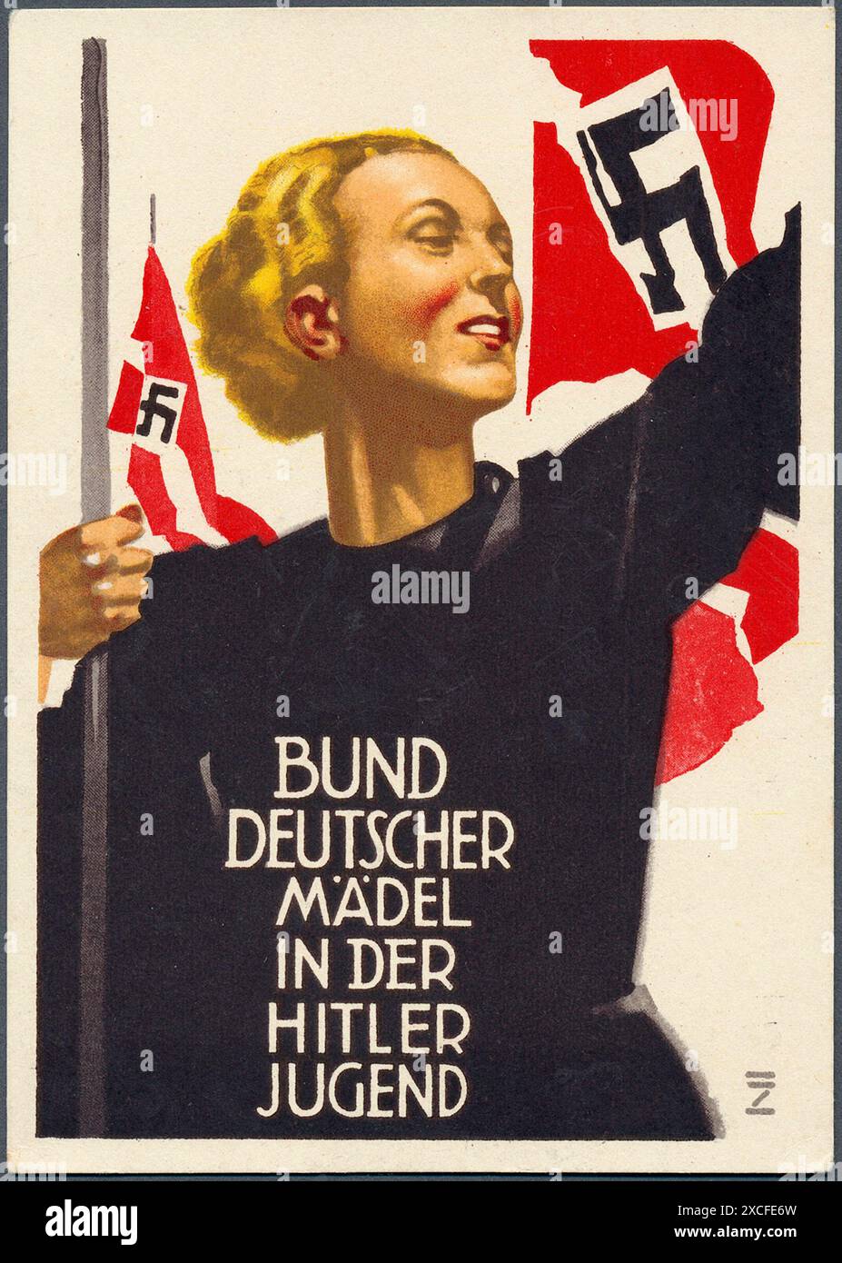 Una cartolina di propaganda nazista per il Bund Deutscher Mädel (BDM che era il ramo femminile della Gioventù hitleriana. Foto Stock