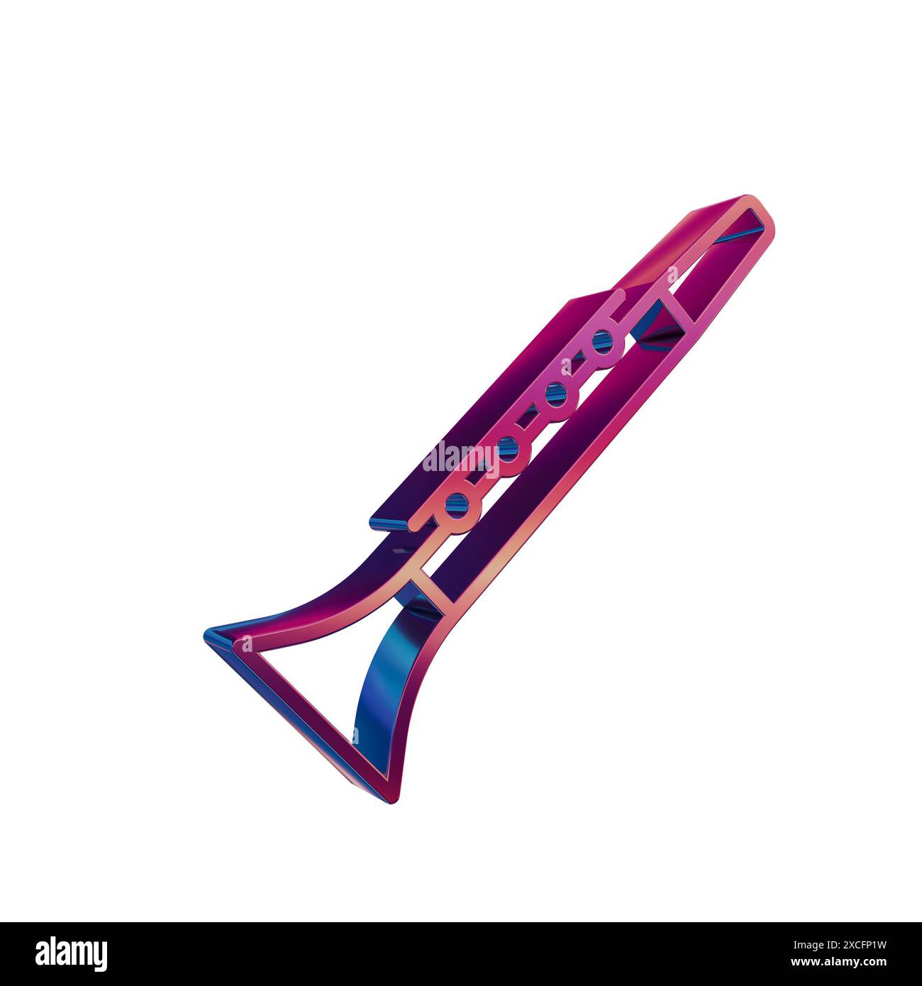 Icona retro neon 3D - clarinetto inclinato retro Foto Stock