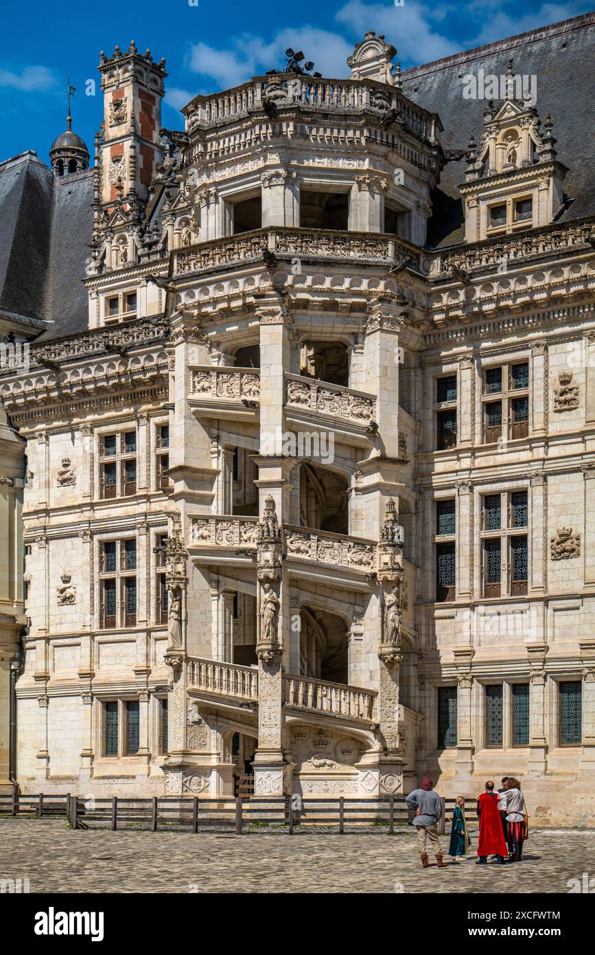 SCALA (1635) FRANCOIS MANSART (1598-1660) CHATEAU DE BLOIS (9° C, 13° C, 1498-1503 [LUIGI XII] E 1515-1524 [FRANCOIS I]) BLOIS FRANCIA Foto Stock