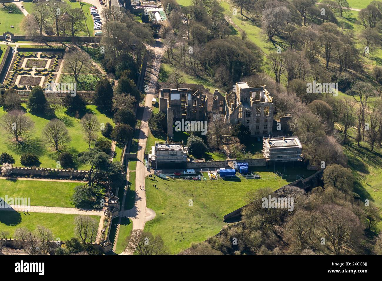 Foto aerea di Hardwick Hall da 1500 metri circa Foto Stock