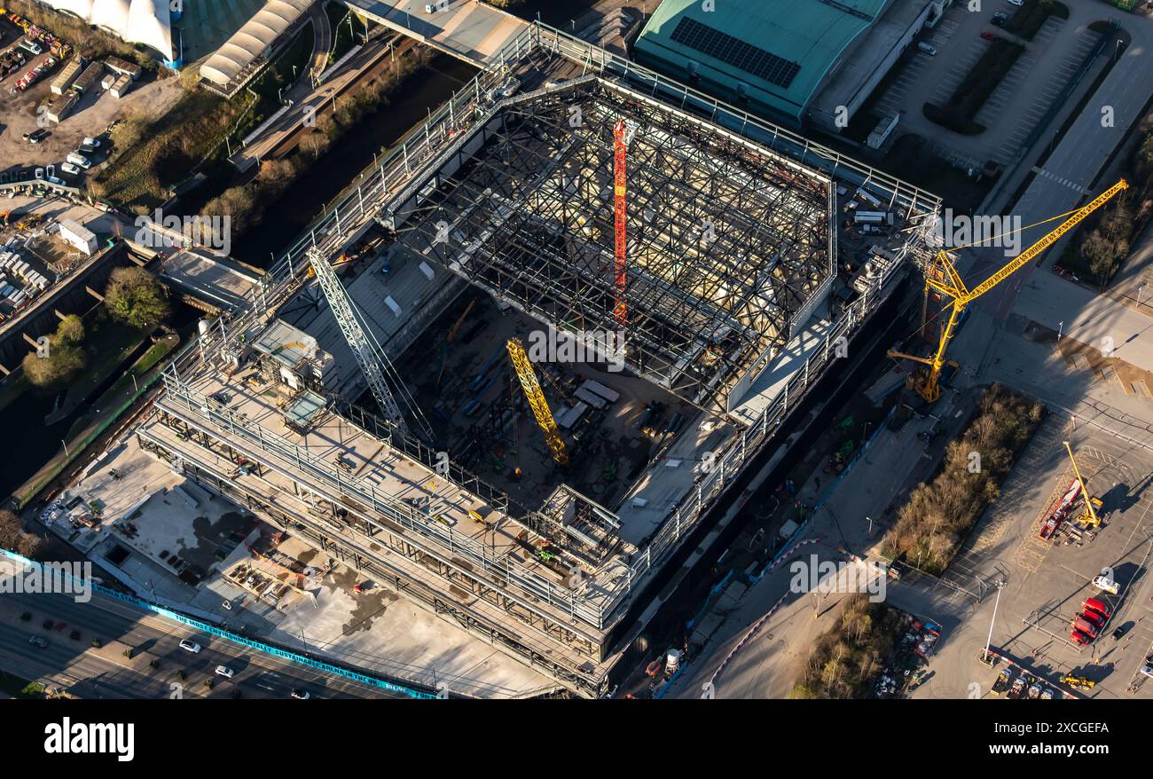 Foto aerea della nuova arena di musica dal vivo coop in costruzione Foto Stock