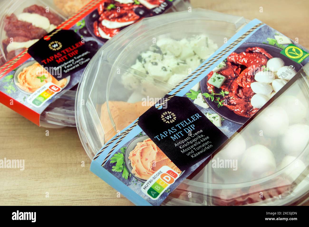 Tapas Teller mt dip antipasti vegetarisch Foto Stock