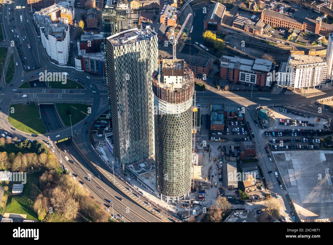 foto aerea da 2000 metri circa di edifici a torre deansgate Foto Stock