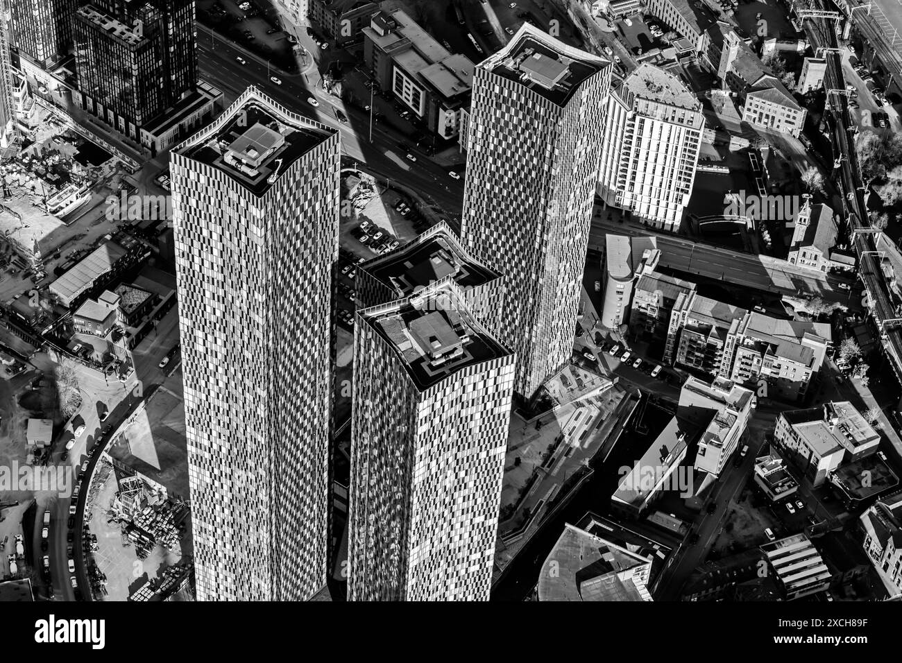 foto aerea da 2000 metri circa di edifici a torre deansgate Foto Stock