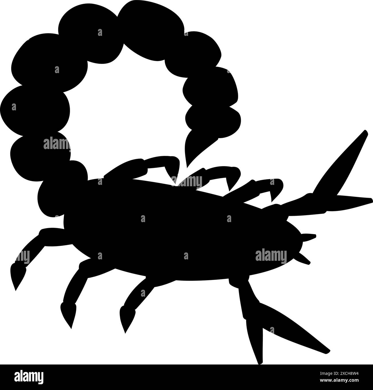 Scorpione astratto di forme semplici silhouette nera Illustrazione Vettoriale