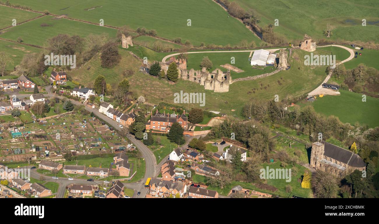 Foto aerea del castello di Tutbury da 1500 metri circa Foto Stock