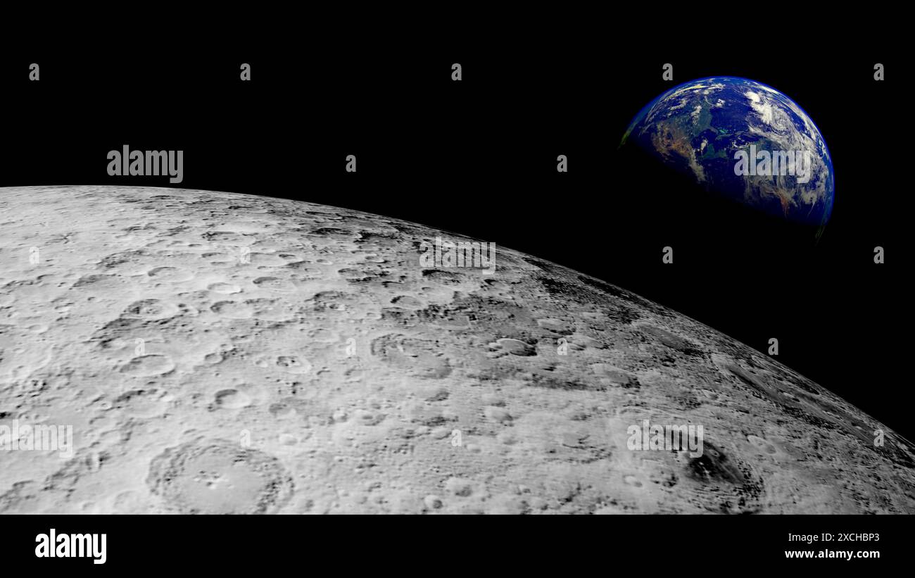 Vista del pianeta Terra dalla luna Foto Stock