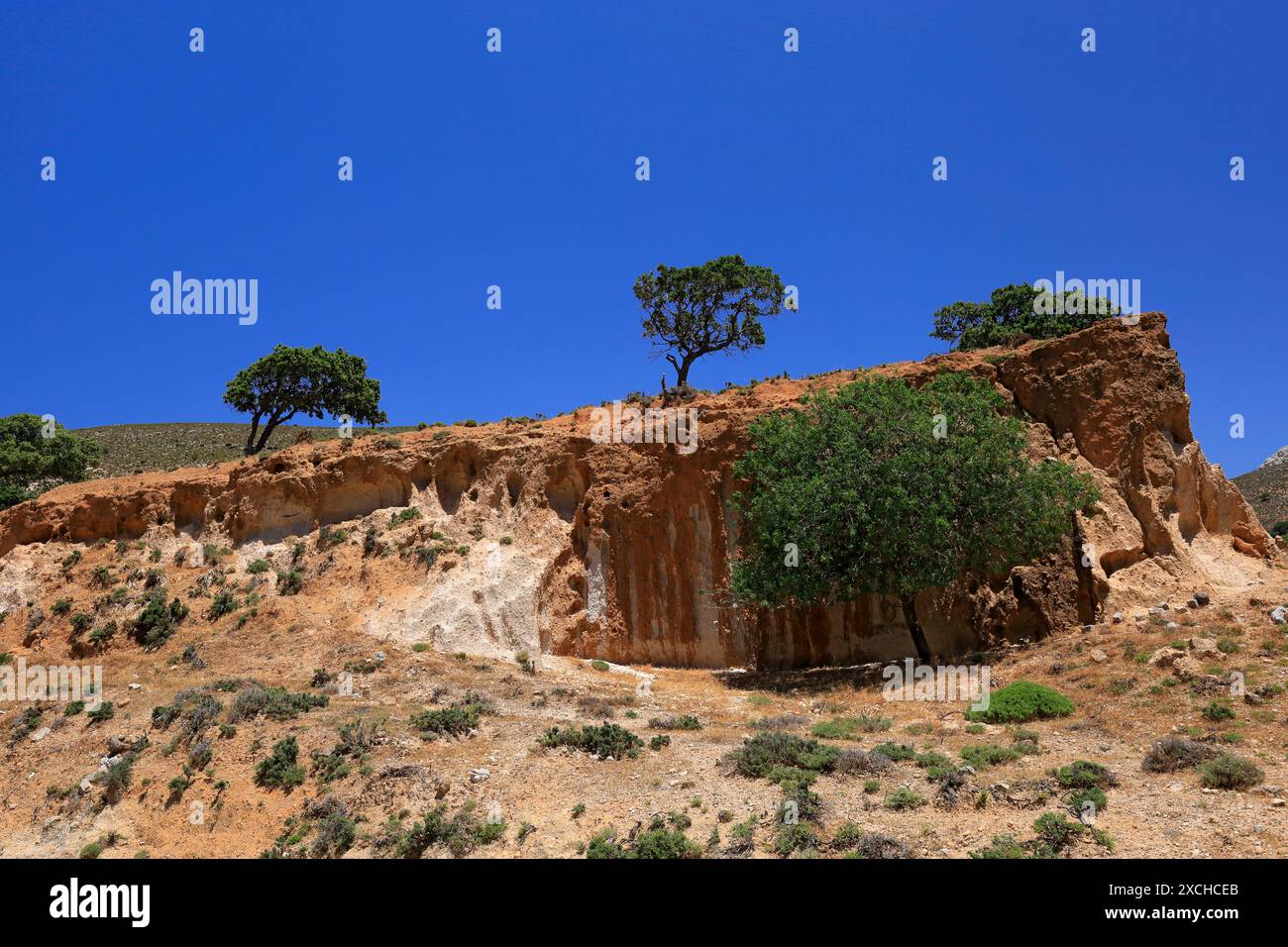 Cava di cenere vulcanica del vulcano Nisyros, dell'isola di Tilos, delle isole del Dodecaneso, Grecia. Foto Stock