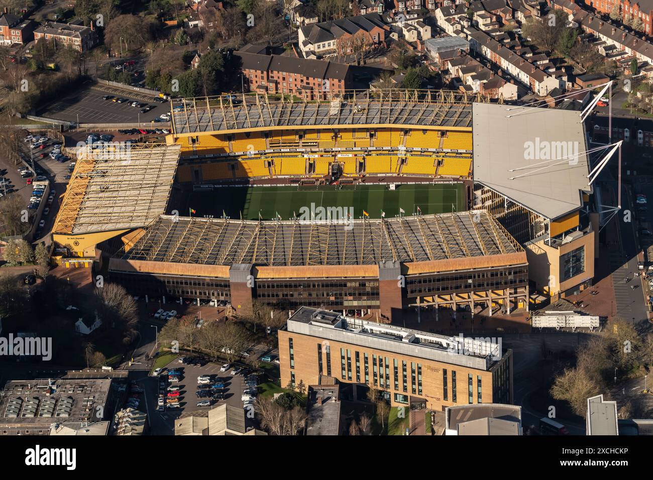 Foto aerea dello stadio Wolverhampton Wanderers FC Molineux da 1500 metri circa Foto Stock