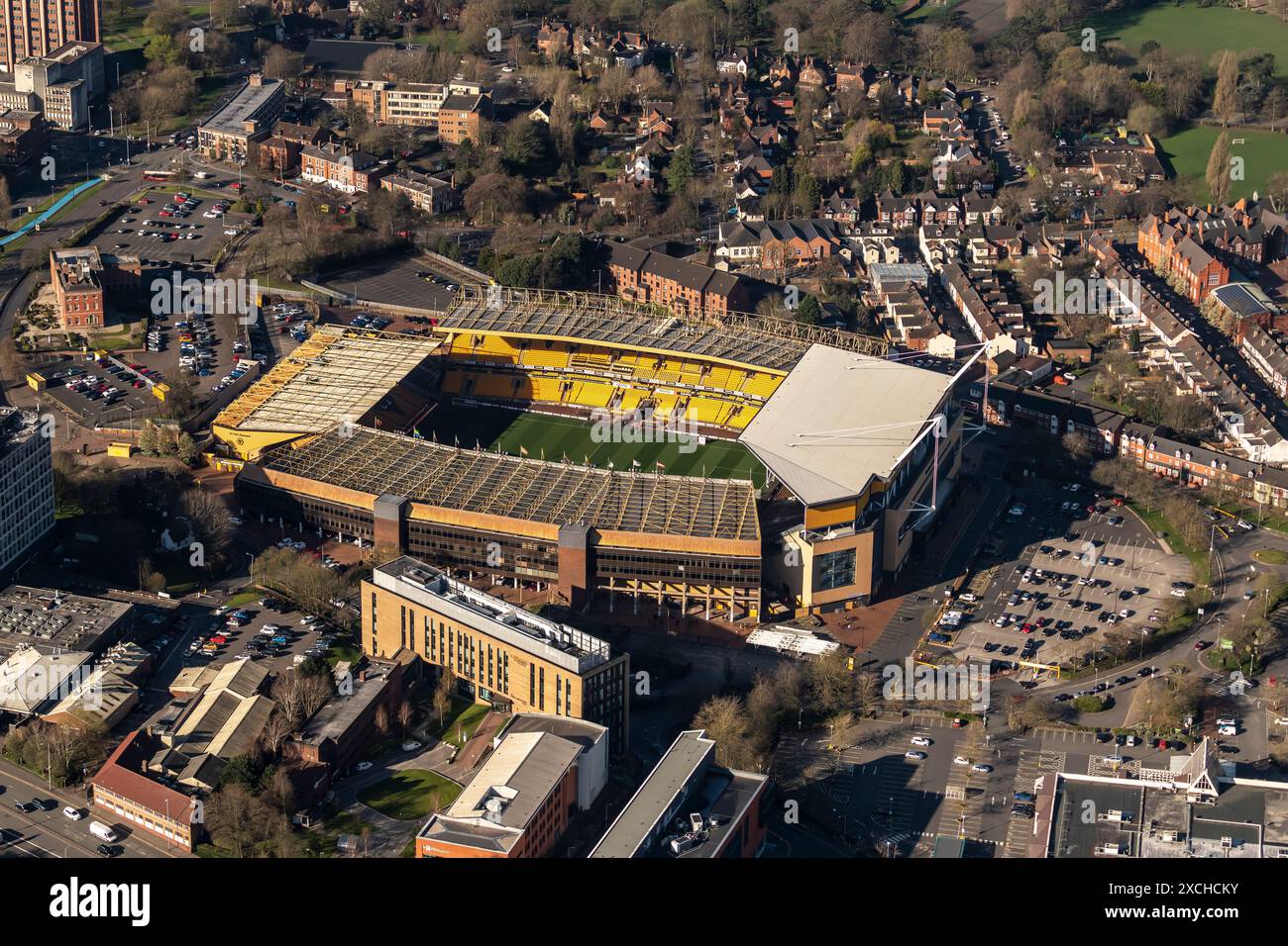 Foto aerea dello stadio Wolverhampton Wanderers FC Molineux da 1500 metri circa Foto Stock