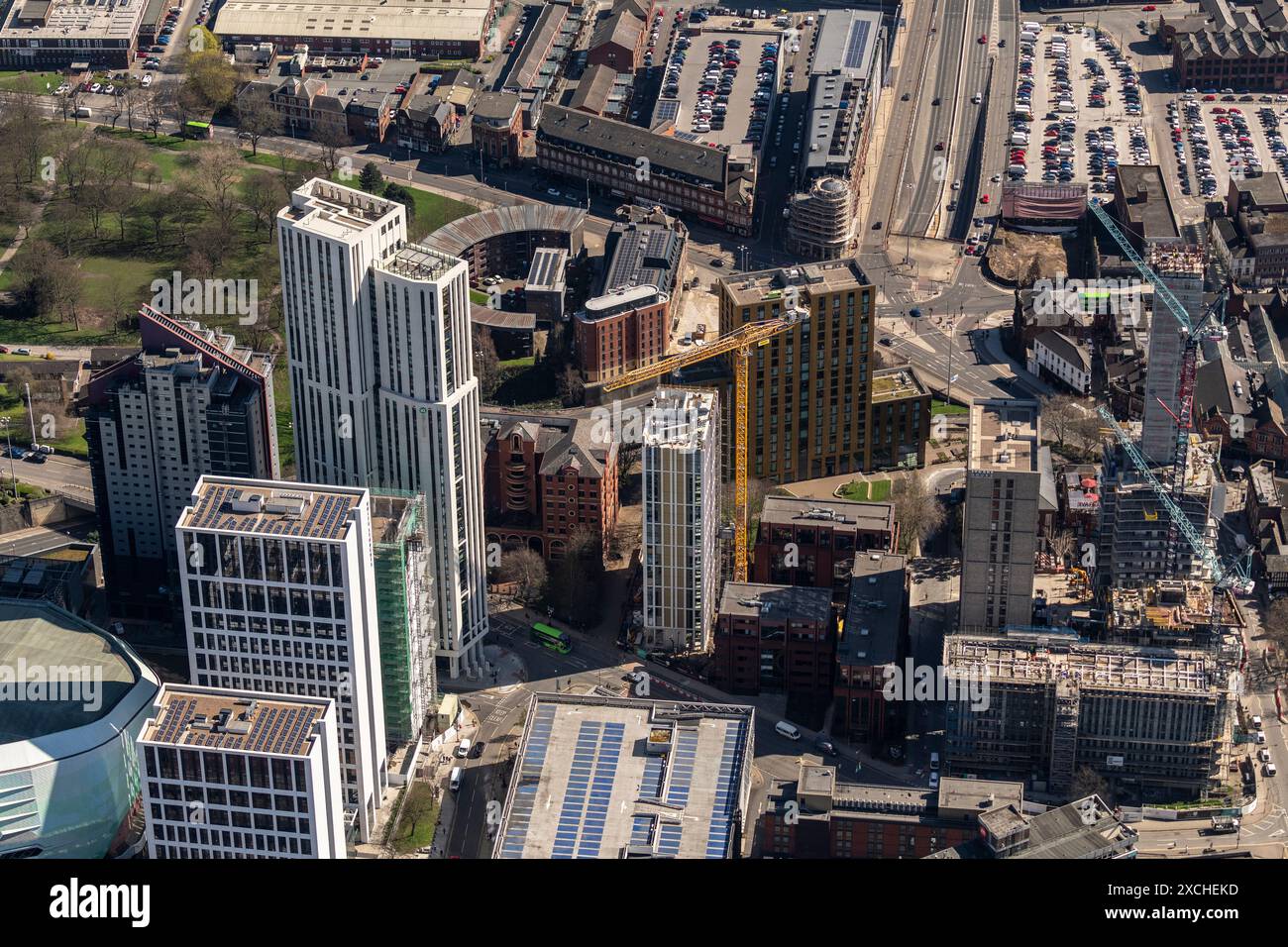 Foto aerea del centro di Leeds scattata da 2000 metri circa Foto Stock