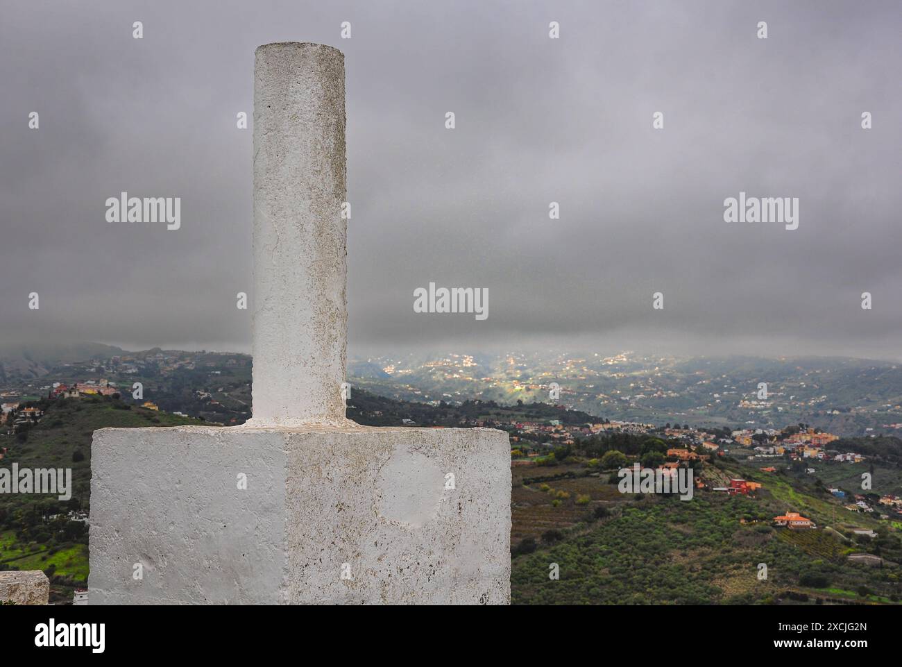 "Apice geodetico: Il marcatore del vertice di Pico Bandama, Isole Canarie Foto Stock